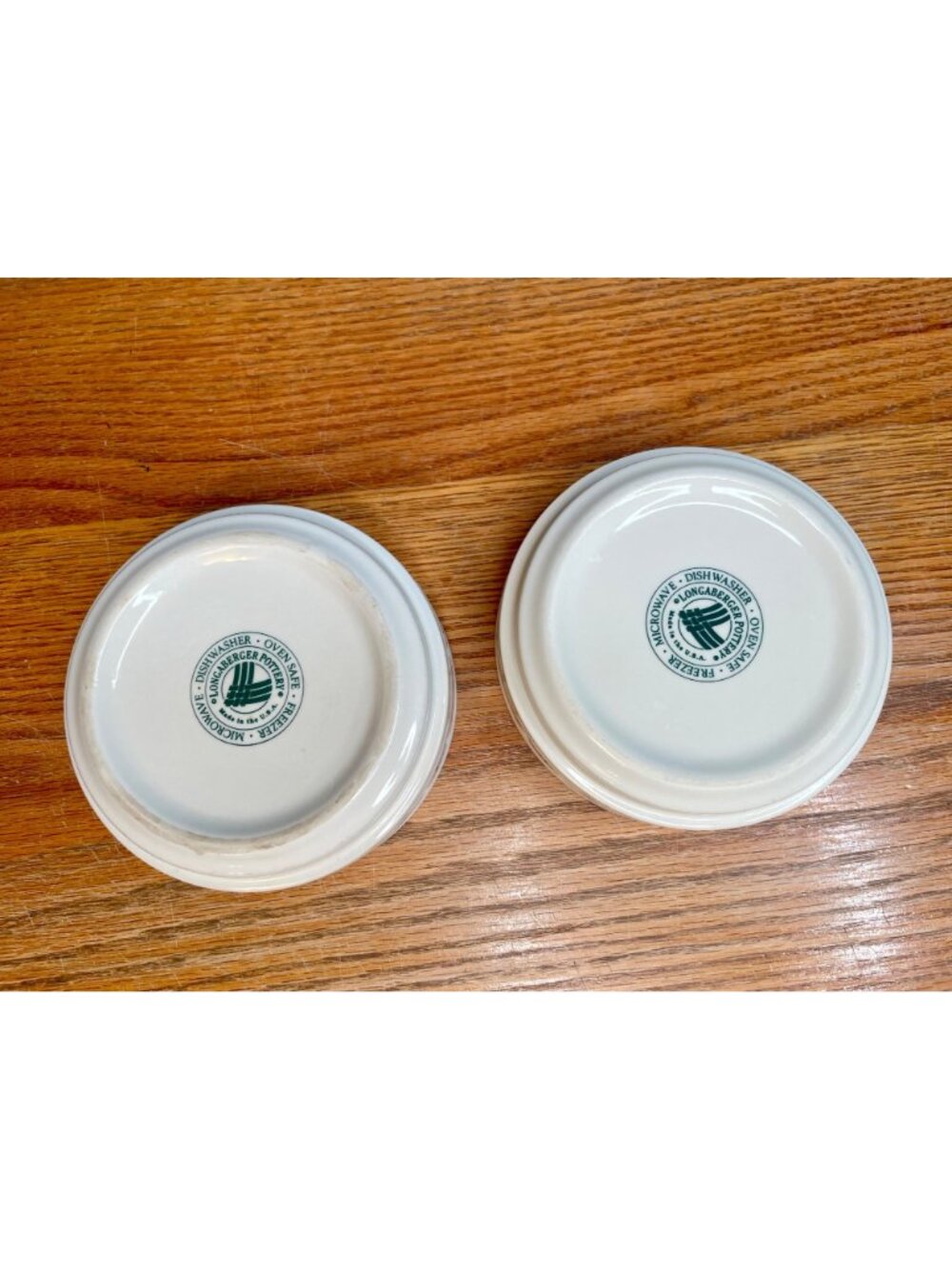 Set of 2 Longaberger Woven Traditions Classic Green Soup/Cereal Bowl 6" Stackabl - Picture 7 of 12